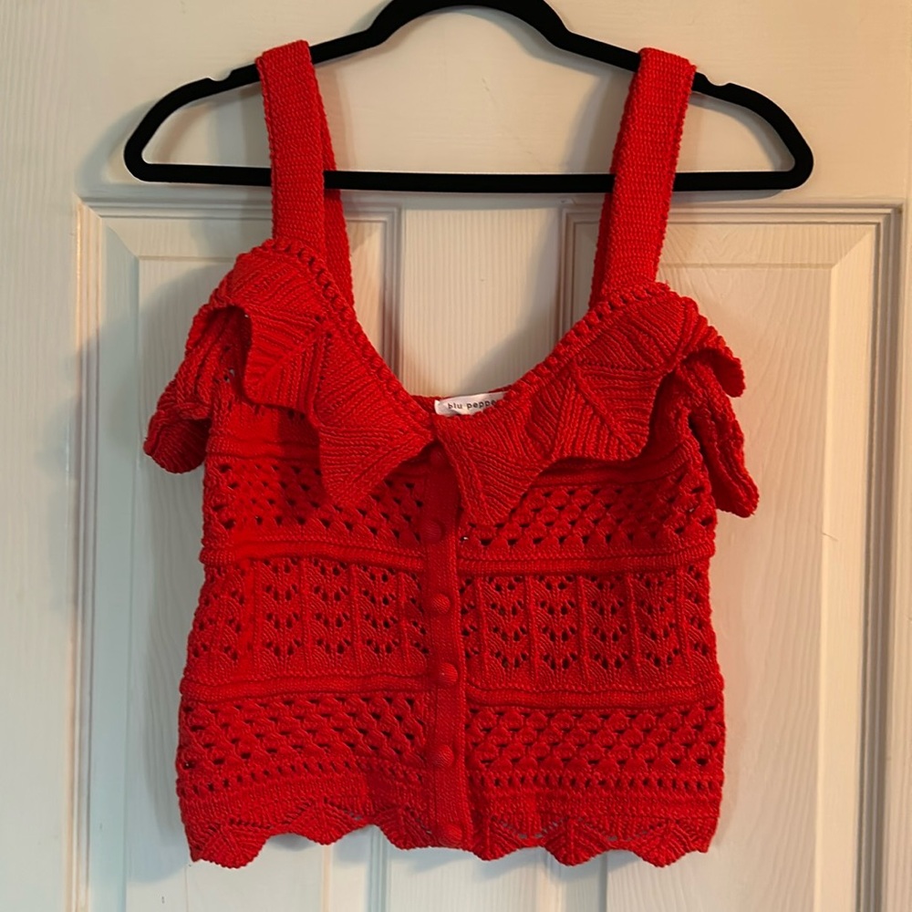 Crochet crop tank sweater